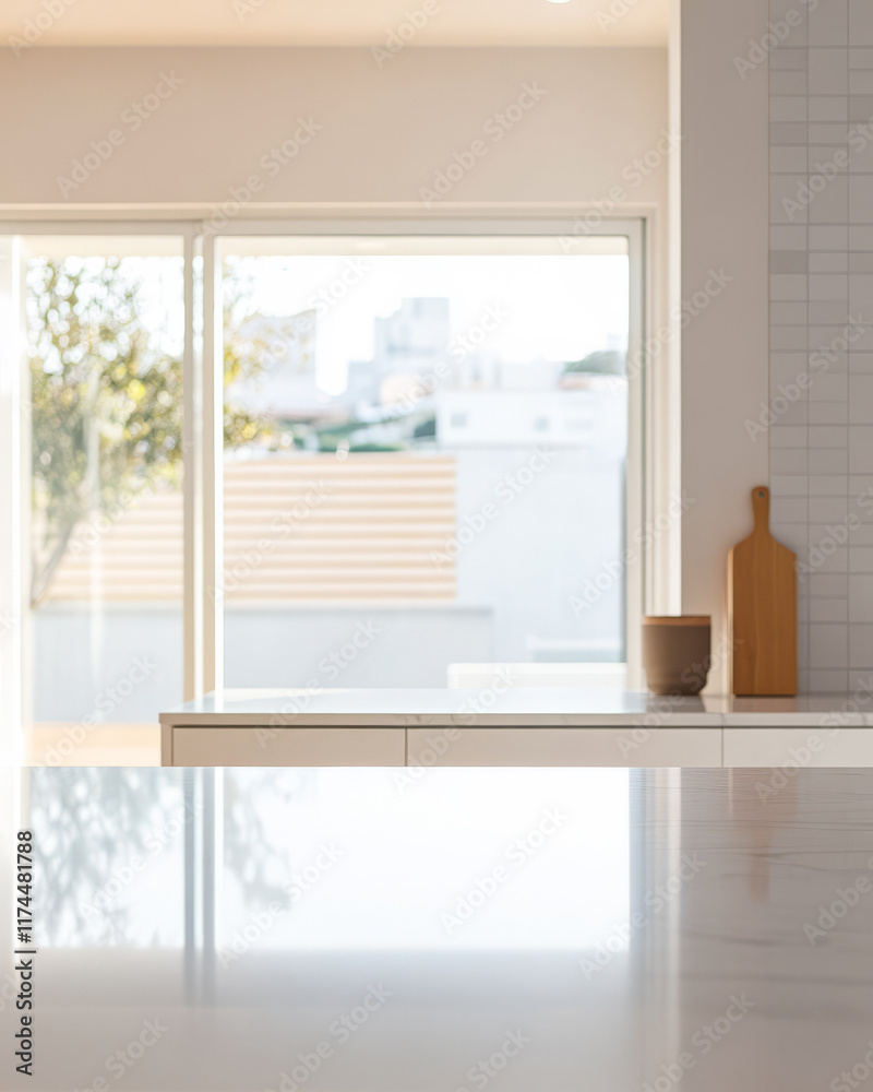 Fototapeta premium Modern kitchen interior with bright natural light and minimalist decor