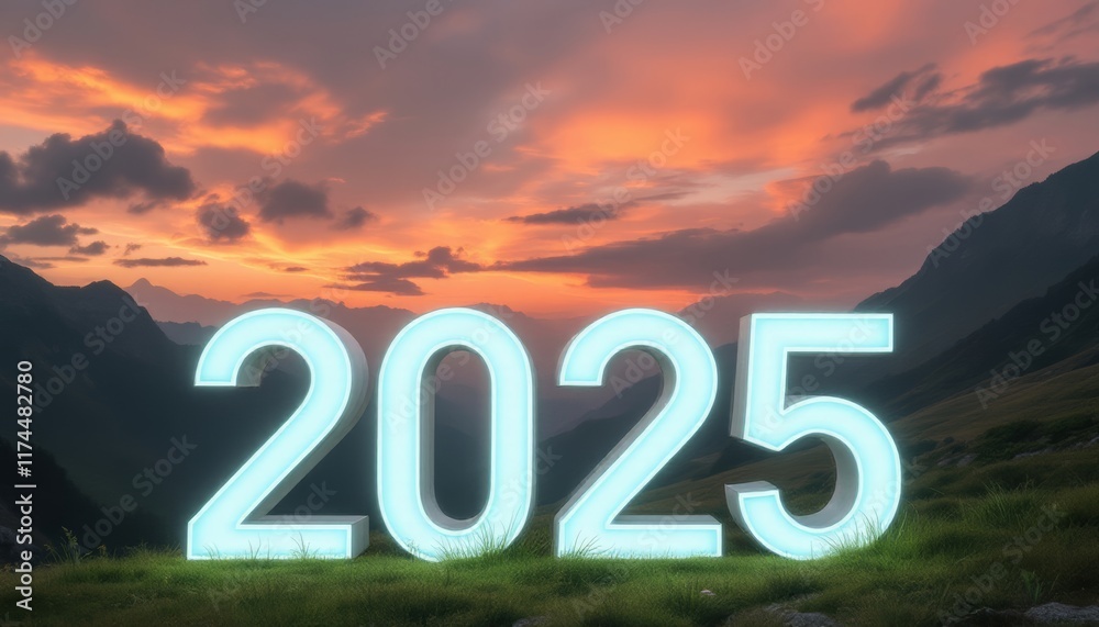 Text "2025" background