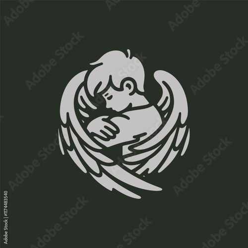 Angel boy logo design, minimalist logo, cupid