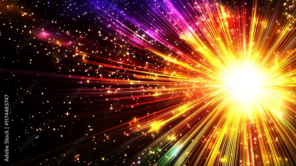 Radiant Light Burst with Sparkling Stars and Streaks Radiant Light Burst with Sparkling Stars and Streaks