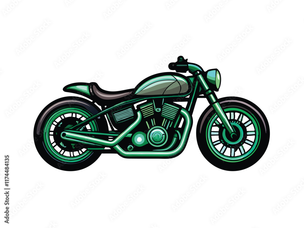 Create a vector illustration of a lightweight, streamlined motorcycle. Emphasize its sleek design and aerodynamic features. Create a vector illustration of a lightweight, streamlined motorcycle. Emphasize its sleek design and aerodynamic features.