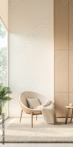 Cozy seating area with natural light and minimalist decor in a modern living space