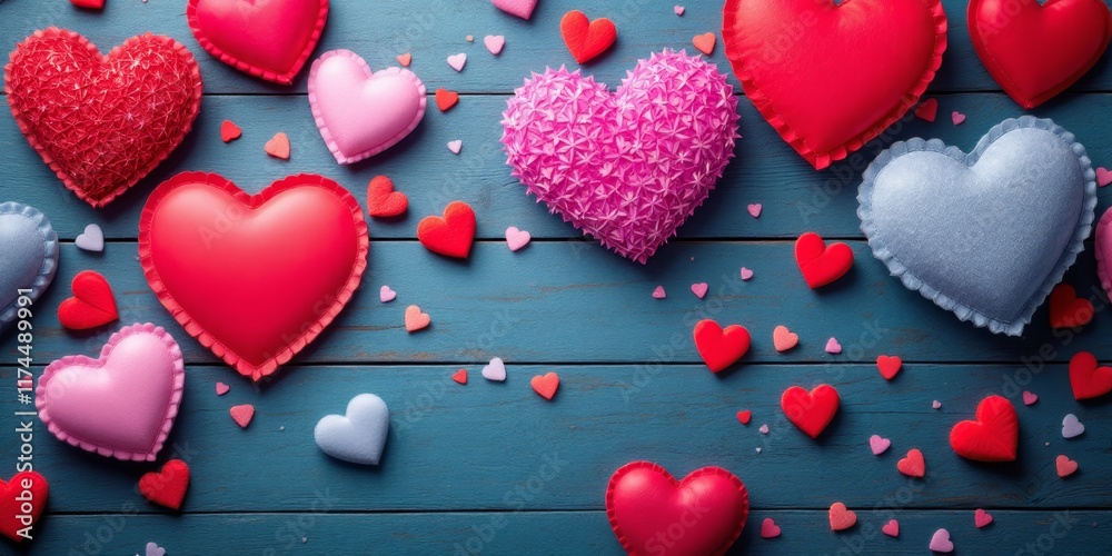 hearts on a wooden background
