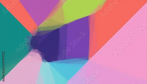 Abstract Colorful Polygonal Artwork: A Serene and Vibrant Composition
