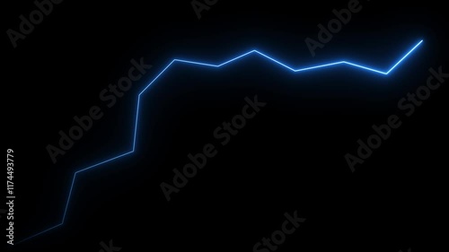 Neon business chart. neon business graph icon animation. business chart growth concept black background. neon business graph concept.