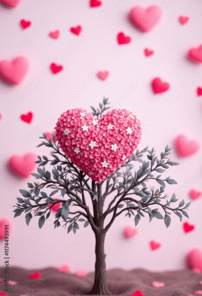 tree with hearts and flowers