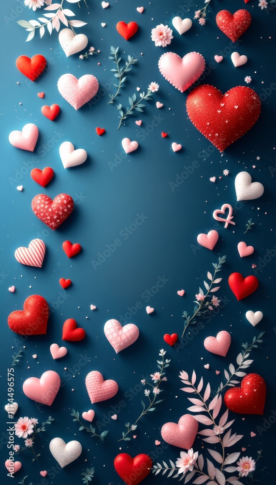 red hearts on a red background