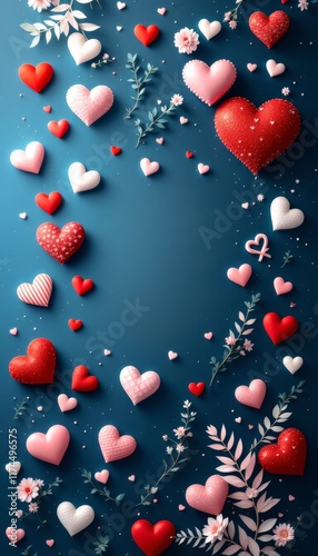 red hearts on a red background
