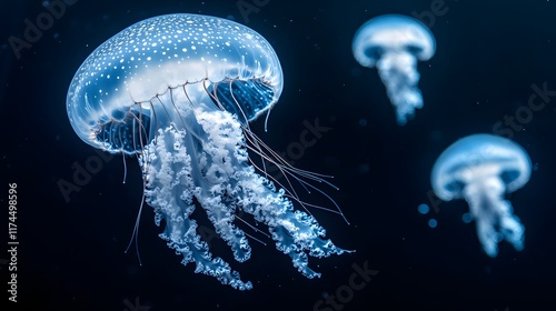 Ocean's Spotted Jellyfish Gracefully Swim photo