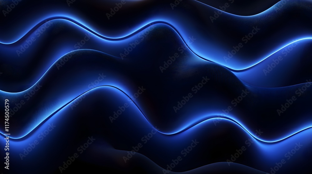 Obraz premium Abstract Blue Waves Flow Seamlessly