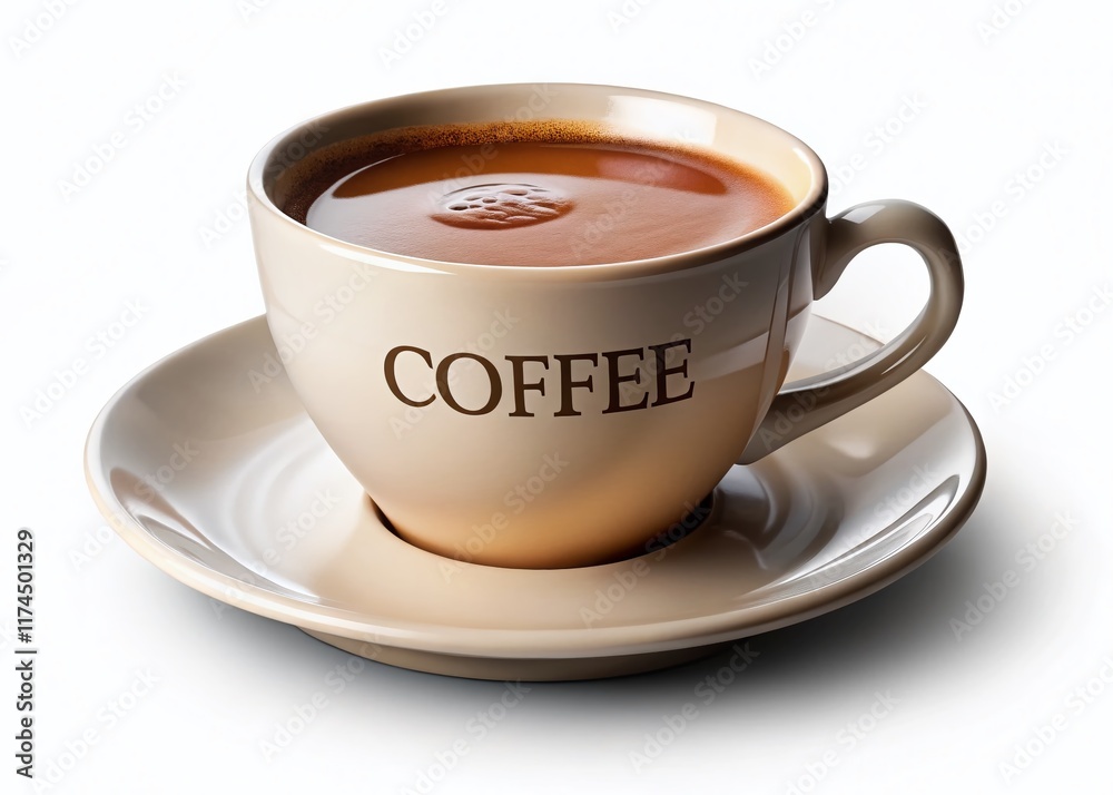 Fototapeta premium Coffee Cup on Saucer, Isolated PNG - Perfect for Mockups & Designs