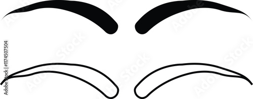 Set of eyebrows icons in flat and line styles. Fashion eyebrow perfectly shapes vectors illustration. Permanent make up and tattooing. Cosmetic for eyebrow elements isolated on transparent background.