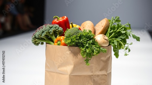 Fresh Produce Bag with Bread - High Quality AI Photo photo