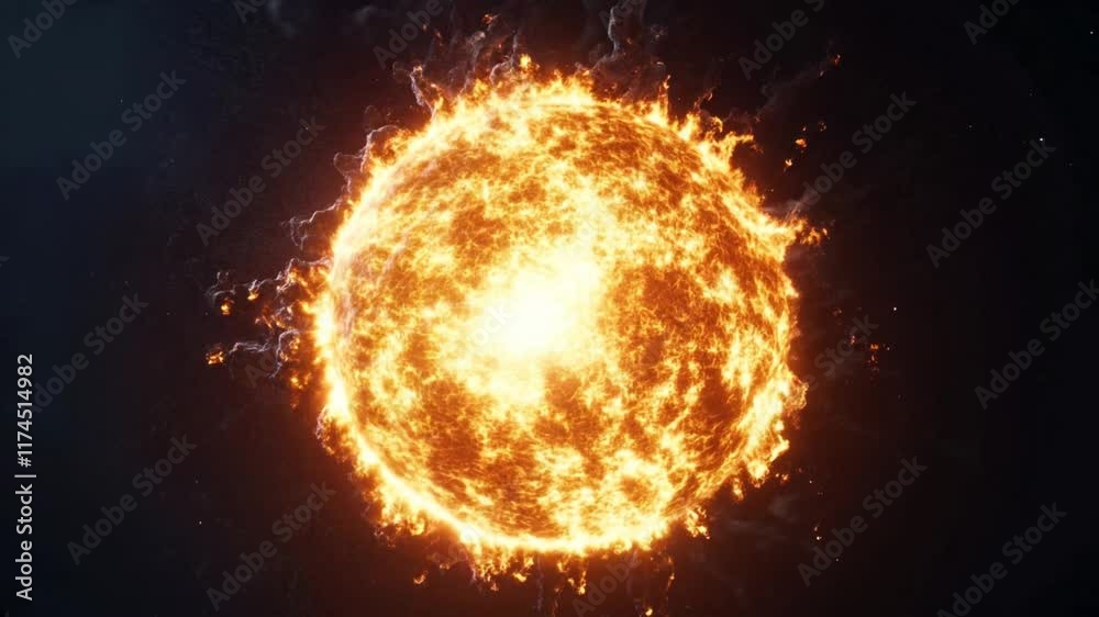 sun fire ball isolate on black background