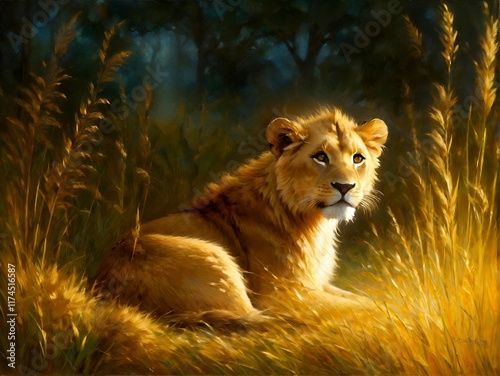 lion in the grass