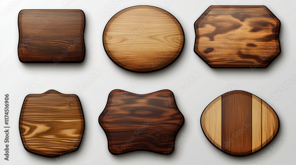 Naklejka premium Set of shapes wooden sign boards. Vector illustration