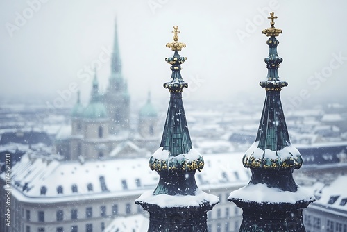 Snow covered church photo