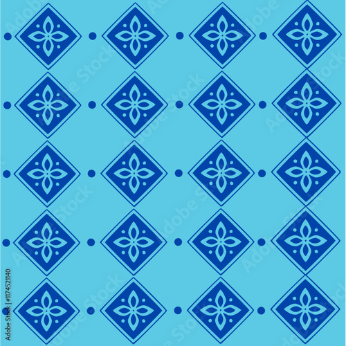 decorative floral ornament backdrop baroque style, porcelain pottery, cute blue and white ceramic background for design texture, tile, silk and fabric, vintage damask pattern seamless wallpaper vector
