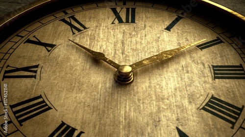 Wallpaper Mural A close-up of an antique clock face with Roman numerals and ornate hands. Torontodigital.ca