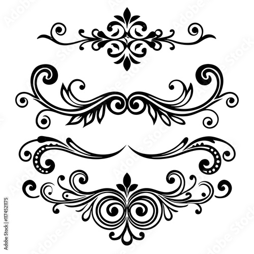 Elegant Vintage Dividers: Ornate Swirls and Calligraphic Borders