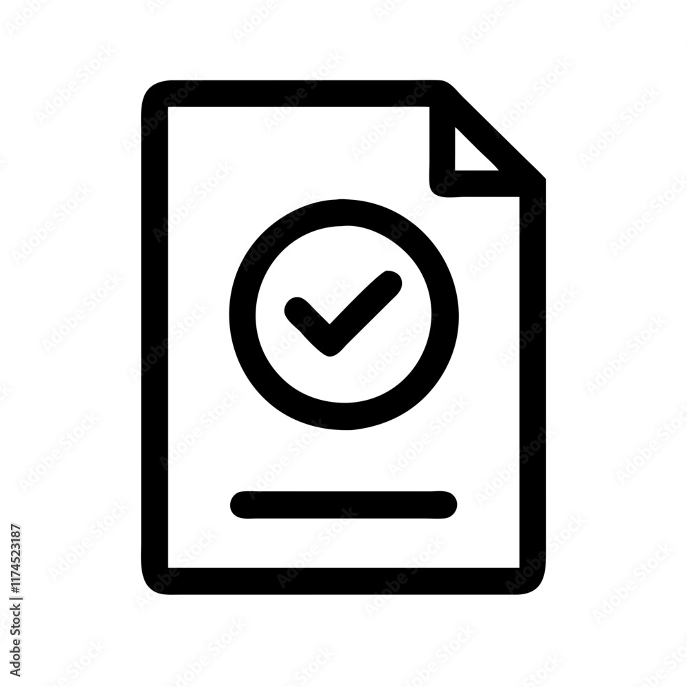 A document with a checkmark, representing completion or approval. A document with a checkmark, representing completion or approval.