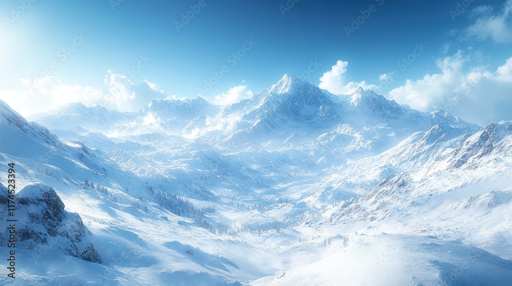 Majestic snow-capped mountains under a bright blue sky. Majestic snow-capped mountains under a bright blue sky.