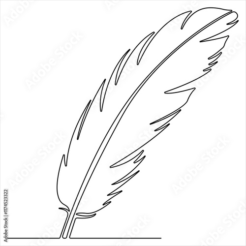 Continuous one line feather single line art vector illustration