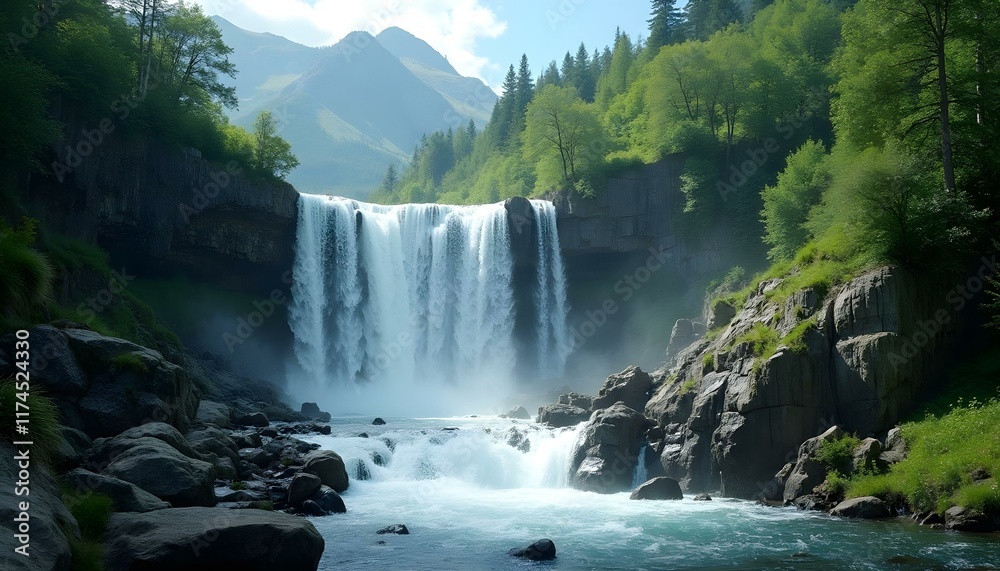 Fototapeta premium Cascada majestuosa rodeada de naturaleza