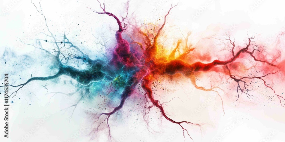 Fototapeta premium A vibrant explosion of colors symbolizes the dynamic interplay between energy and calm, merging in a visually stunning burst of abstract forms and textures.
