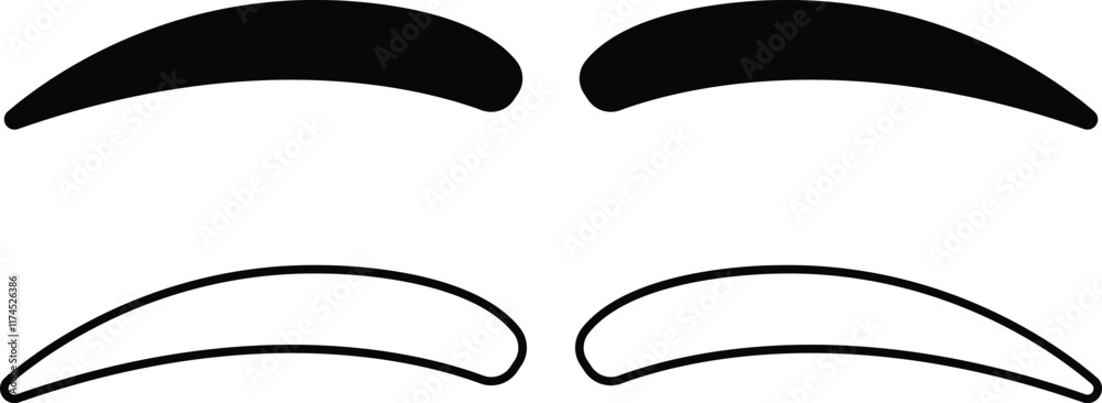 Fototapeta premium Set of eyebrows icons in flat and line styles. Fashion eyebrow perfectly shapes vectors illustration. Permanent make up and tattooing. Cosmetic for eyebrow elements isolated on transparent background.