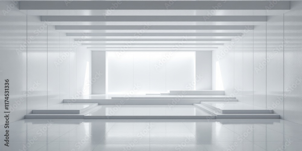 white interior with columns