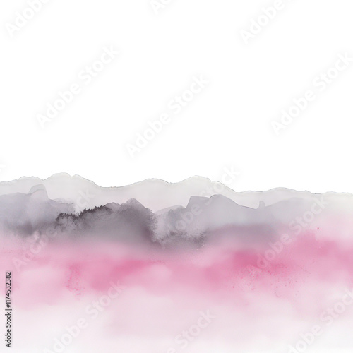 Subtle pink and grey watercolor gradient spread isolated on the transparent background