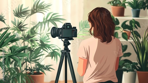 Content creator with  a camera,, comic book aesthetic
