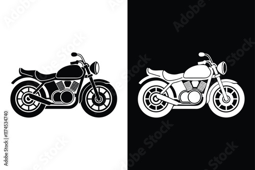 Motocross Bike Icon. Simple Black Silhouette Vector Illustration