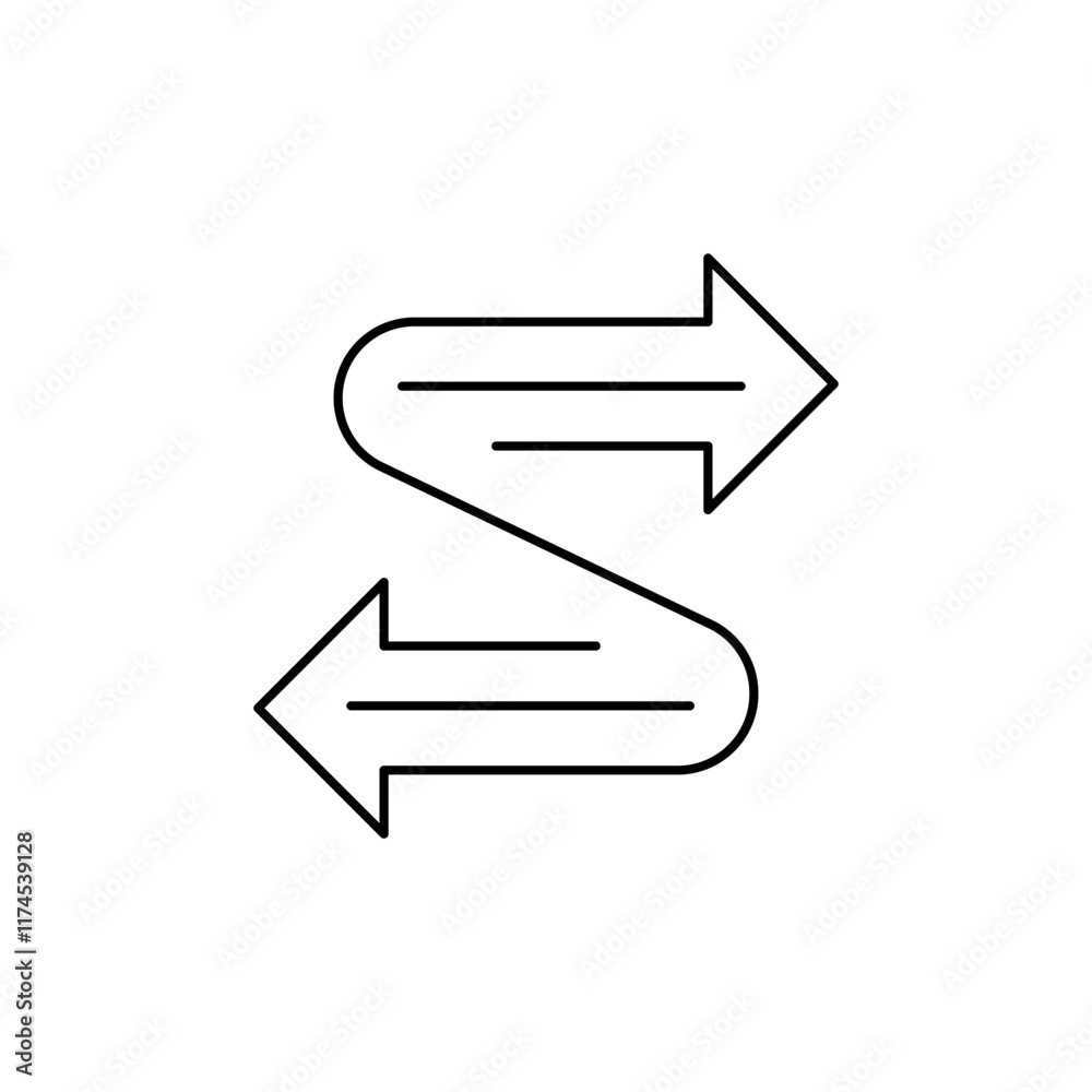 The Outline Double Arrow icon indicates back and forth movement. The Outline Double Arrow icon indicates back and forth movement.