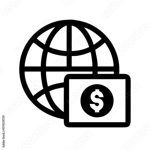 A stylized globe overlaid with a dollar sign, symbolizing global finance, international trade, and the interconnectedness of the world economy.