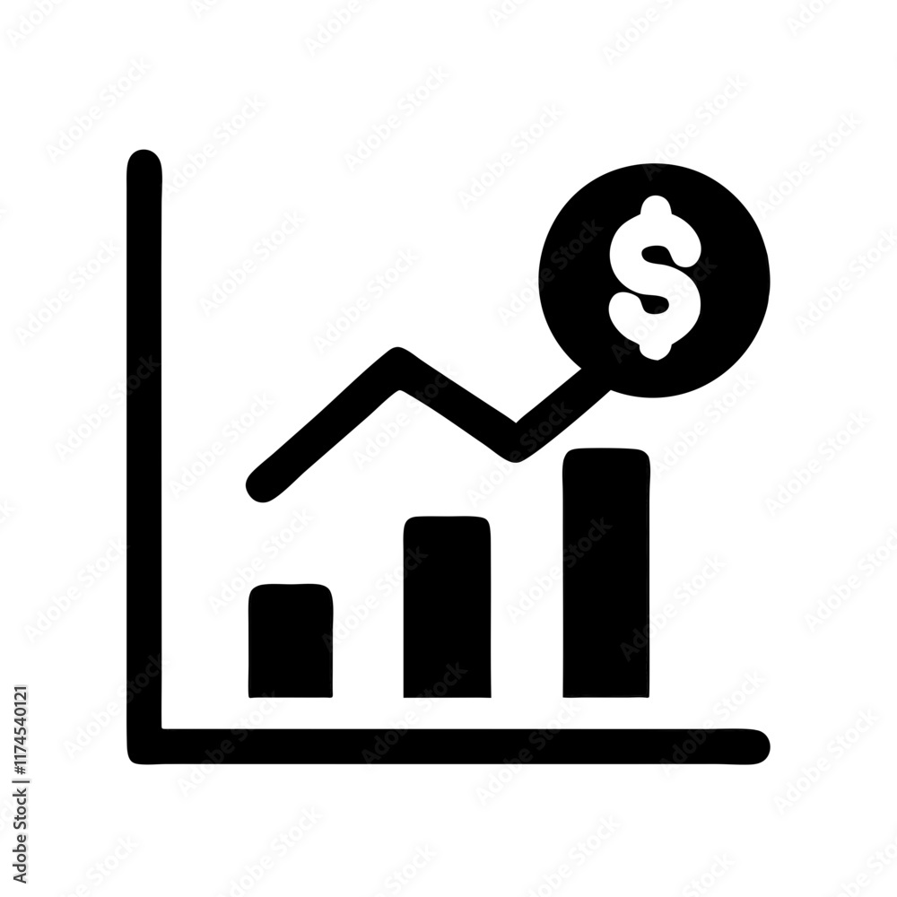 A line graph showing an upward trend with a dollar sign, symbolizing financial growth, success, and positive business outcomes. A line graph showing an upward trend with a dollar sign, symbolizing financial growth, success, and positive business outcomes.