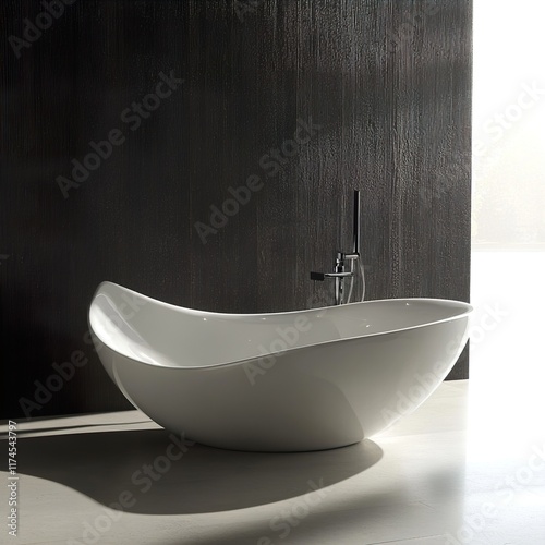 Modern Freestanding Oval Bathtub in Minimalist Bathroom Design photo