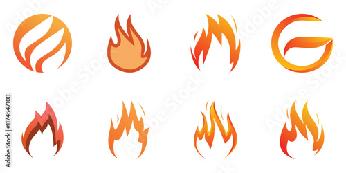 Abstract fire logo collection Premium Vector