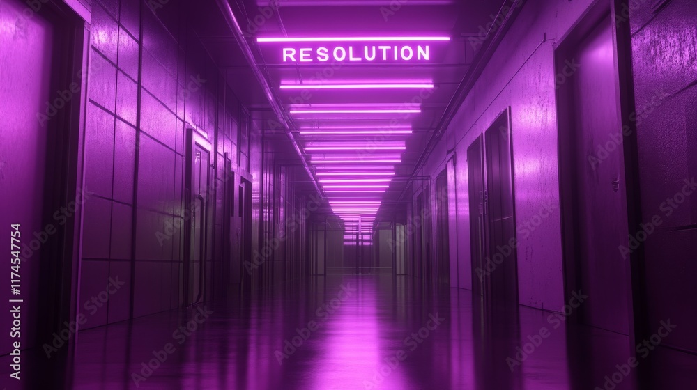 Fototapeta premium Futuristic Corridor with Glowing Neon Lights