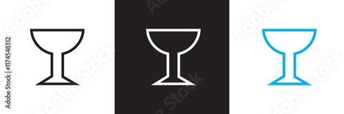 Wine glass icon. Champagne wineglass sign business concept. isolated on white and black background. vector illustration. EPS 10