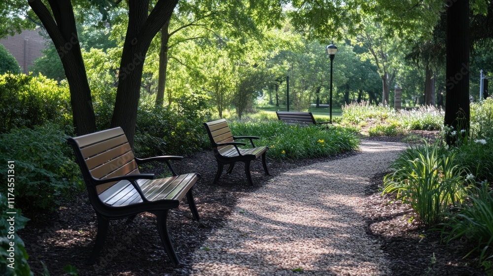 Serene Pathway Through Lush Greenery Serene Pathway Through Lush Greenery