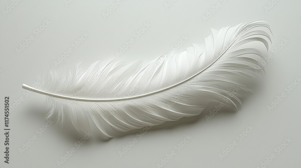 Obraz premium A soft feather is displayed diagonally across the frame, with a blue left side fading into pink at the right