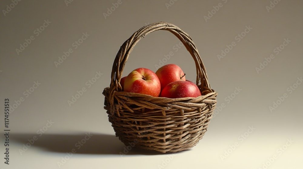 Red Apples in Rustic Basket: A Still Life Photography Red Apples in Rustic Basket: A Still Life Photography