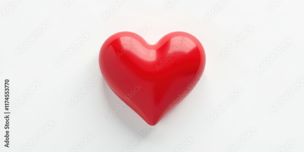 A vibrant red heart shape, smoothly textured and glossy, rests centrally on a pristine white background, symbolizing affection and warmth. A vibrant red heart shape, smoothly textured and glossy, rests centrally on a pristine white background, symbolizing affection and warmth.