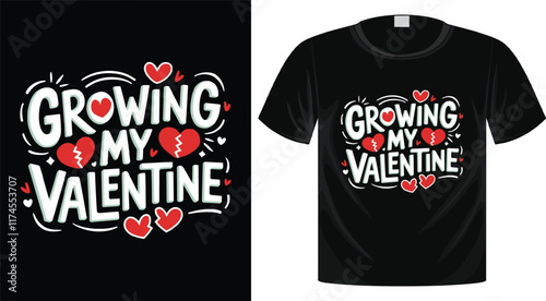 Valentine's Day Typography T-Shirt Design, Ready for Print
