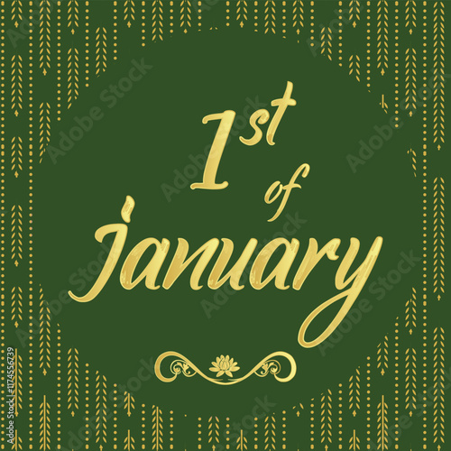 January 1 Daily Calendar Icon, stylish Background with Vector illustration Day of the year concept, Greeting for Today. Jan