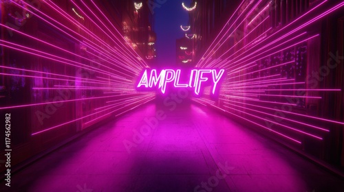 Futuristic Glowing Text with Light Beams