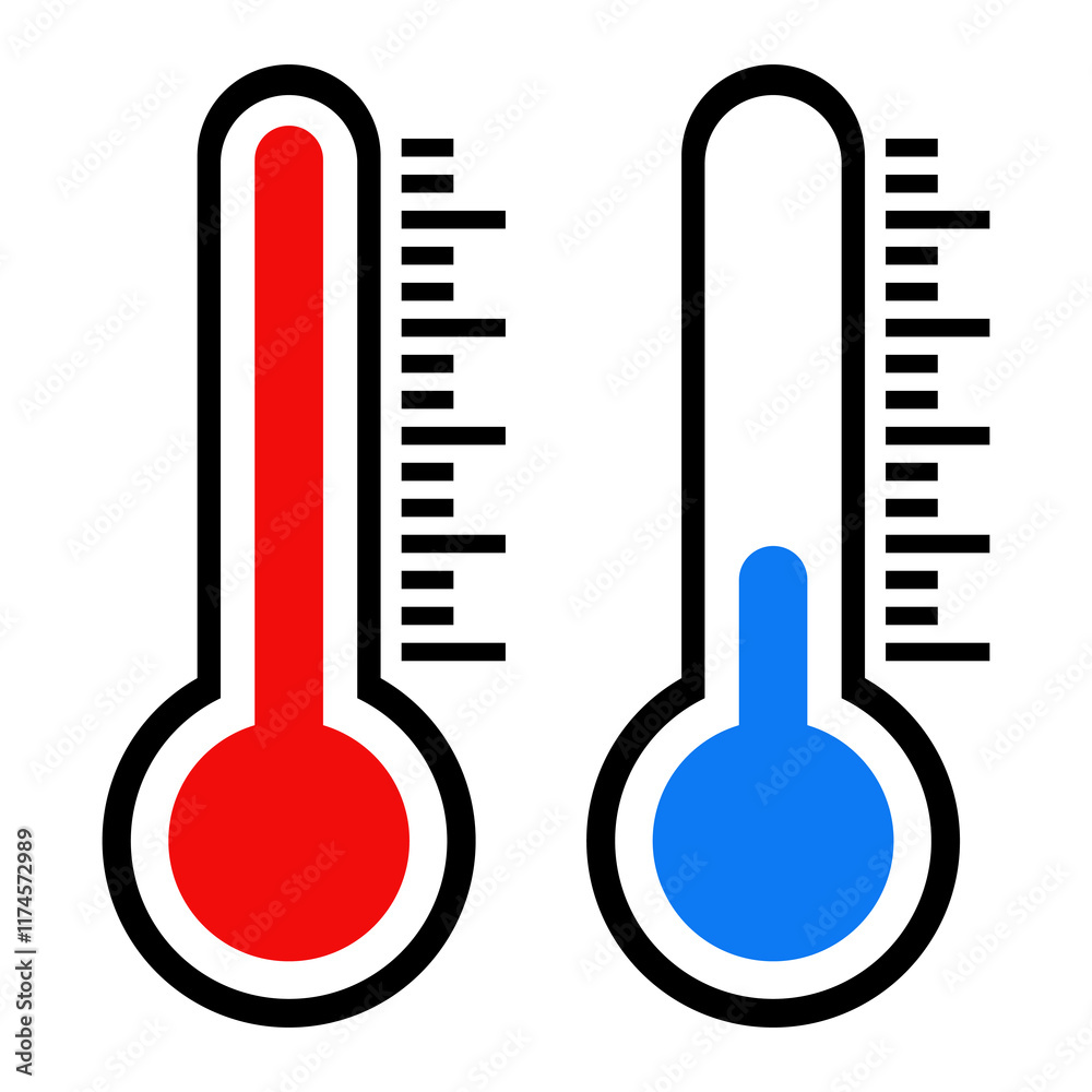 High temperature and Low temperature icons. Flat style. Vector illustration.