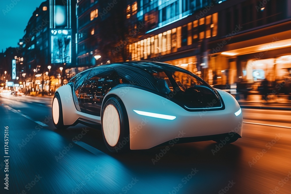 Futuristic car with smooth curves and a glass roof. Futuristic car with smooth curves and a glass roof.